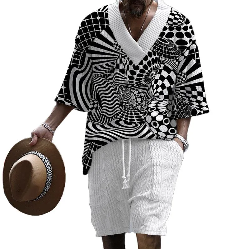 MEN'S KNITTED PRINTED CASUAL SUIT 78730474YM